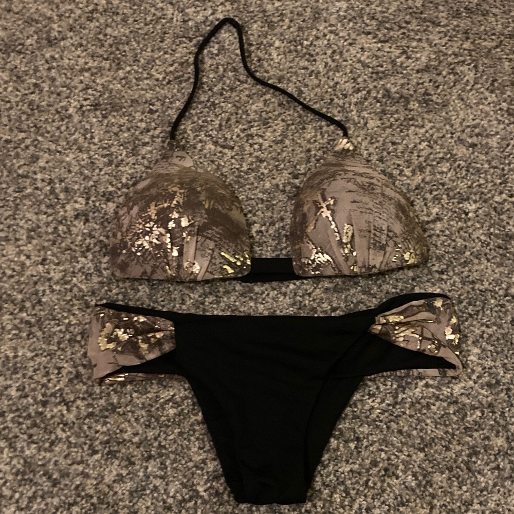Black and Gold Bikini Set